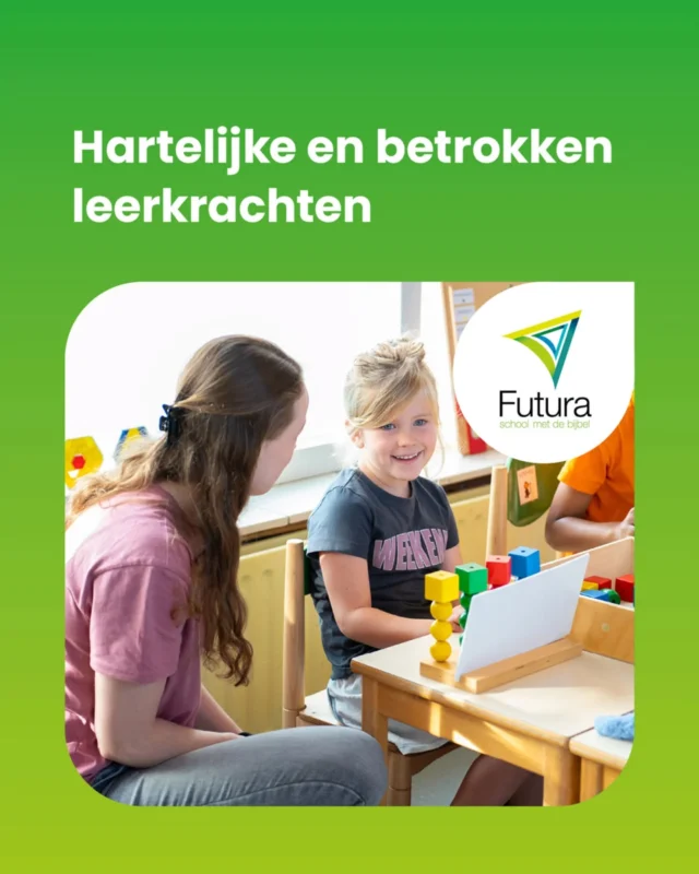 Ken jij Futura al?Leerkrachten die jou zien. Die jou het gevoel geven dat je waardevol bent. Dat vinden wij belangrijk! Wij geloven dat kinderen pas echt fijn kunnen ontwikkelen als ze zich gezien, geliefd en veilig voelen in de klas. Onze leerkrachten hebben hart voor het werken met kinderen en doen graag een stapje extra.Daarnaast vinden we het belangrijk om met ouders samen te kunnen werken. We organiseren verschillende activiteiten om de betrokkenheid te vergroten en samen te werken met ouders:💚 Maandelijkse thema openingen met de hele school en ouders. 💙 Bij de afsluiting van projecten in de midden- en bovenbouw worden ouders uitgenodigd om het werk van hun kind(eren) te bekijken. 💚 Bij groep 1/2 zijn de ouders elke week welkom om even samen te lezen in de klas.💙 Ouders kunnen hun talenten inzetten en bouwen zo samen mee aan de school.Zie jij jezelf als ouders hier wel rondlopen op het plein tussen de andere ouders? En zie jij jouw kind wel rondlopen door deze school? Wees dan van harte welkom om eens een kijkje te nemen!#Noorderbasis #opendagheerenveen #christelijkonderwijs #ouderbetrokkenheid #leerkrachten